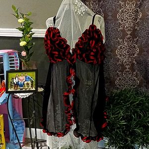 3x lingerie baby doll top adjustable straps ribbon detail